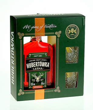 Hubertówka Leśna 37,5% 0.5L kartonik + Kieliszki